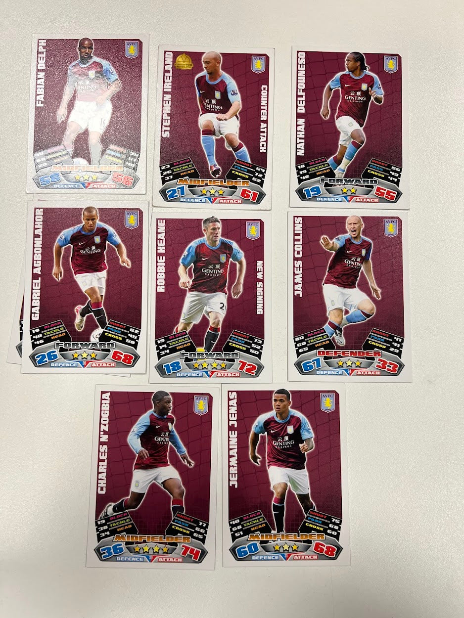 8x Aston Villa - Topps Match Attax Football Cards