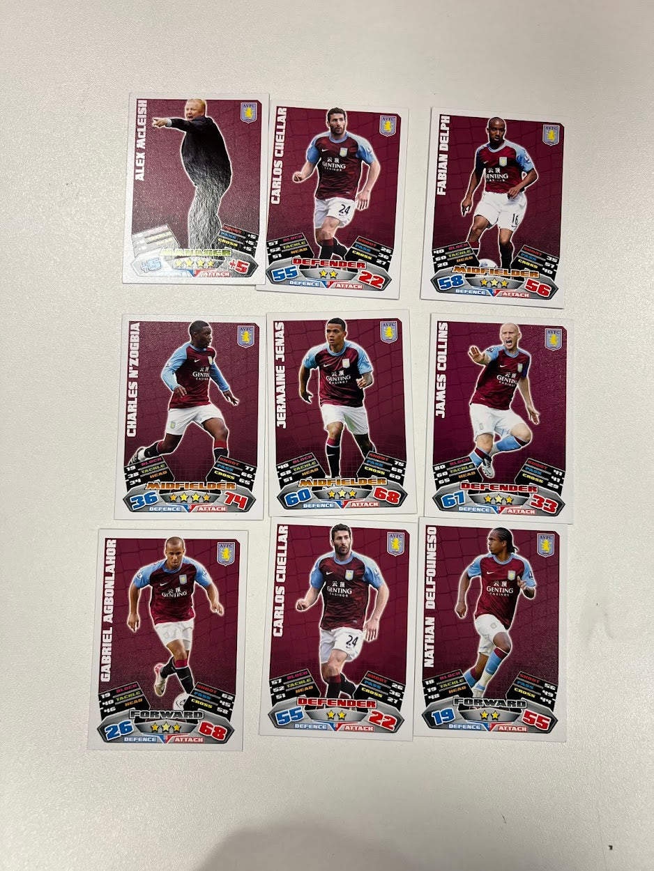 9x Aston Villa - Topps Match Attax Football Cards