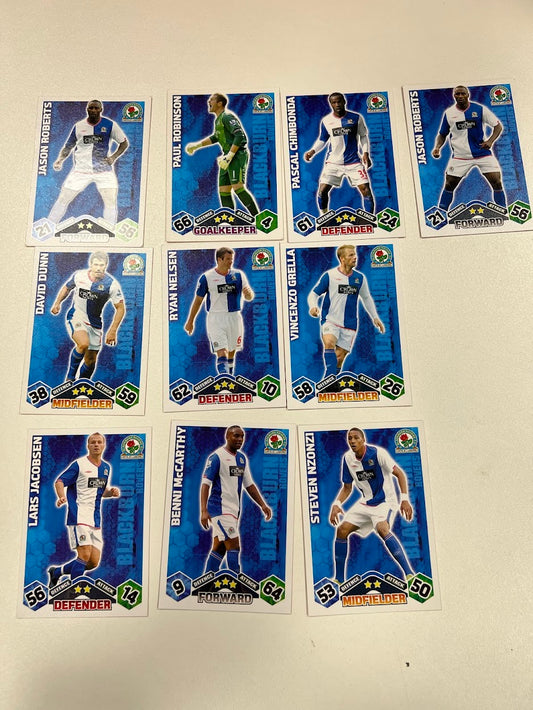 10x Blackburn Rovers - Topps Match Attax Football Cards