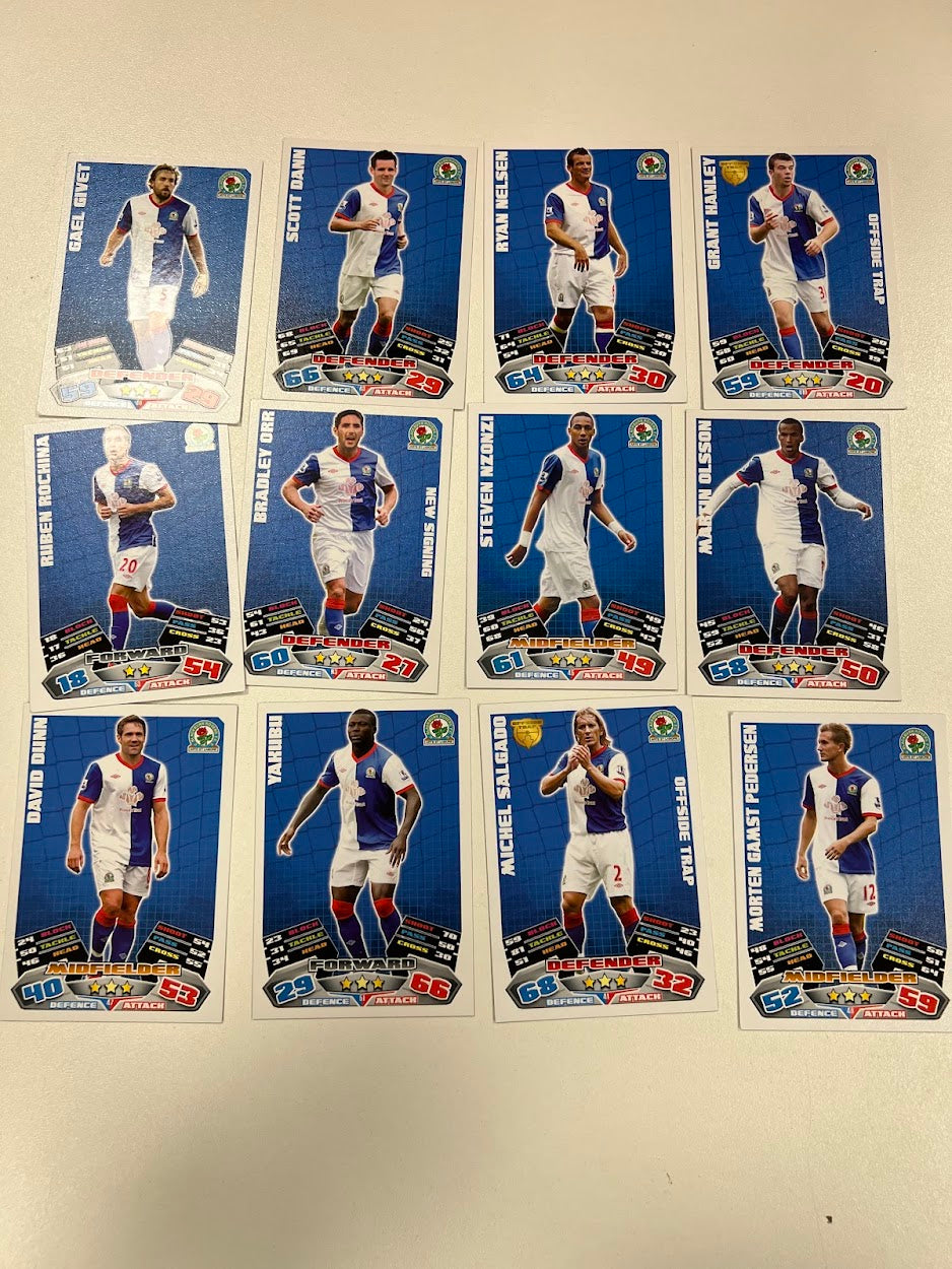 12x Blackburn Rovers - Topps Match Attax Football Cards