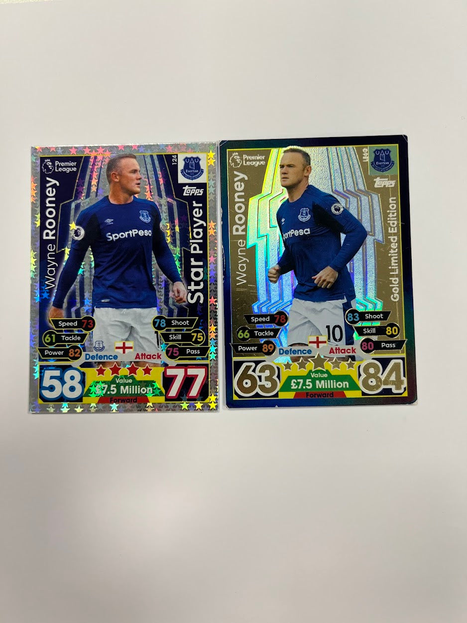 2x Wayne Rooney Everton Foil/Shiny - Topps Match Attax Football Cards