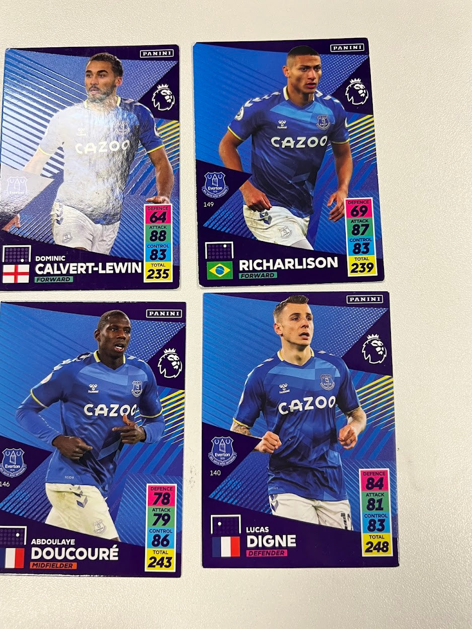 4x Everton Panini Adrenalyn 2021/22 Football Cards