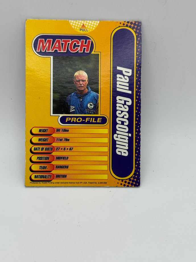 Paul Gascoigne - Match Pull Out Card - Cardboard - England