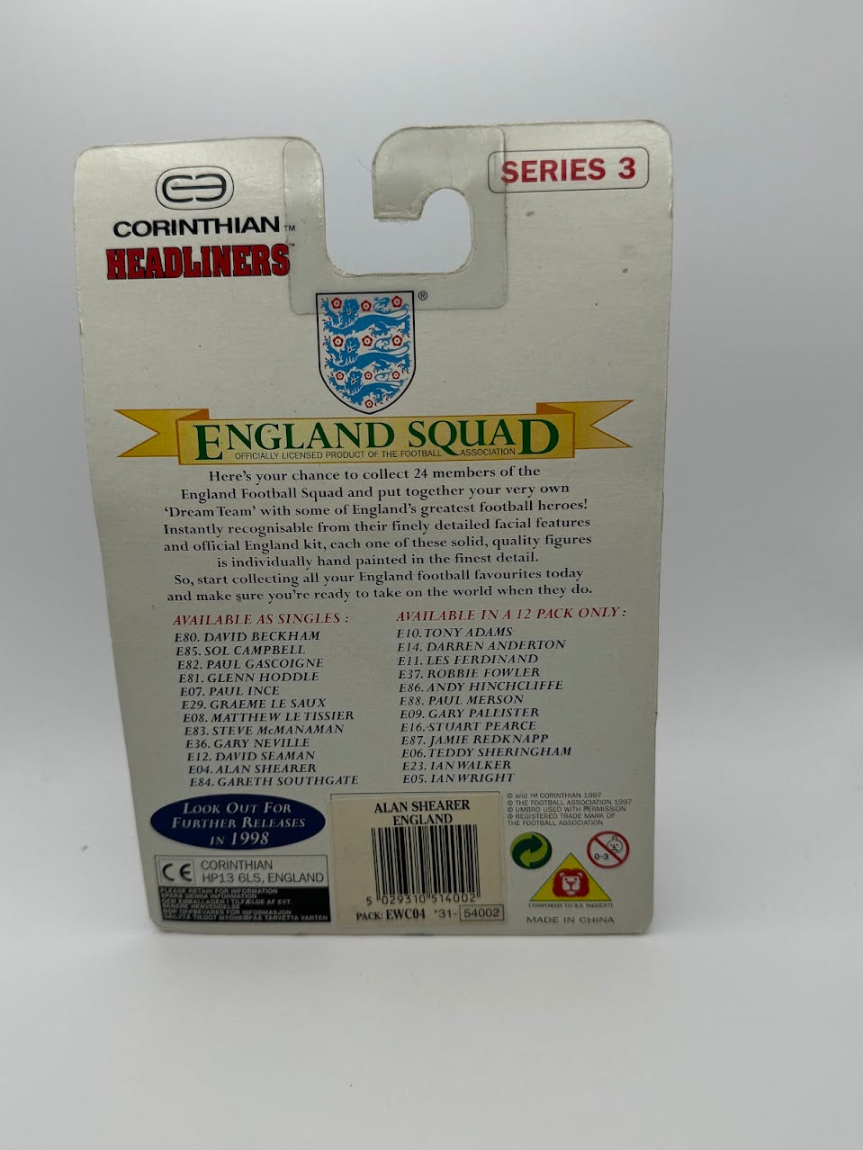 Alan Shearer - Corinthian Football Figure - England Squad Headliners - E04 D