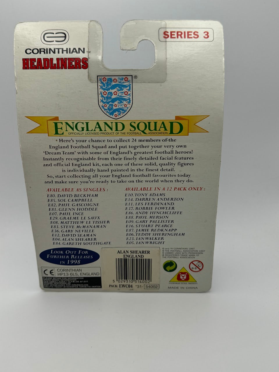 Alan Shearer - Corinthian Football Figure - England Squad Headliners - E04 C