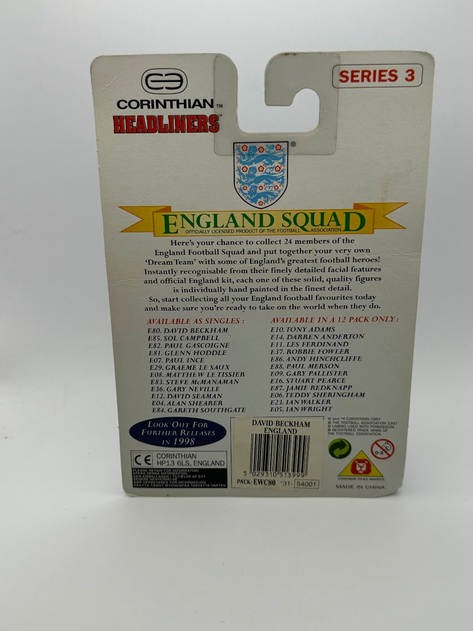 David Beckham - CORINTHIAN HEADLINERS BLISTER - England - E80