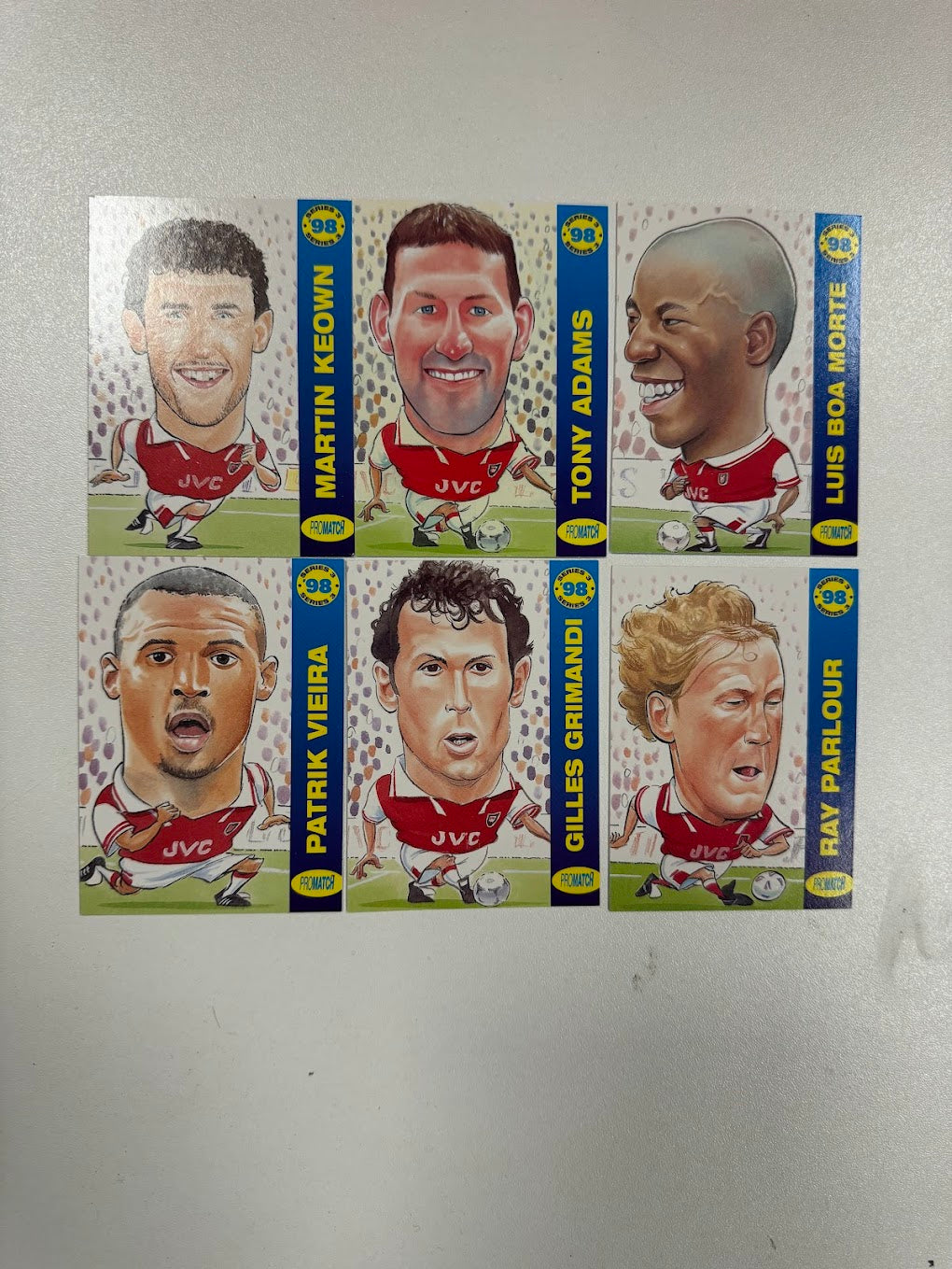 6x Arsenal - Pro Match 98 Series - Football Cards