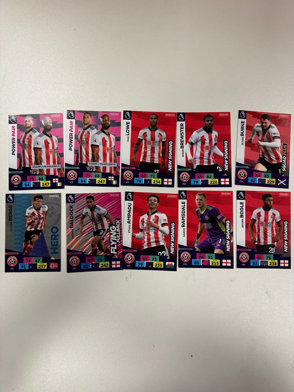 10x Sheffield United - Panini Adrenalyn 2020/21 - Football Cards