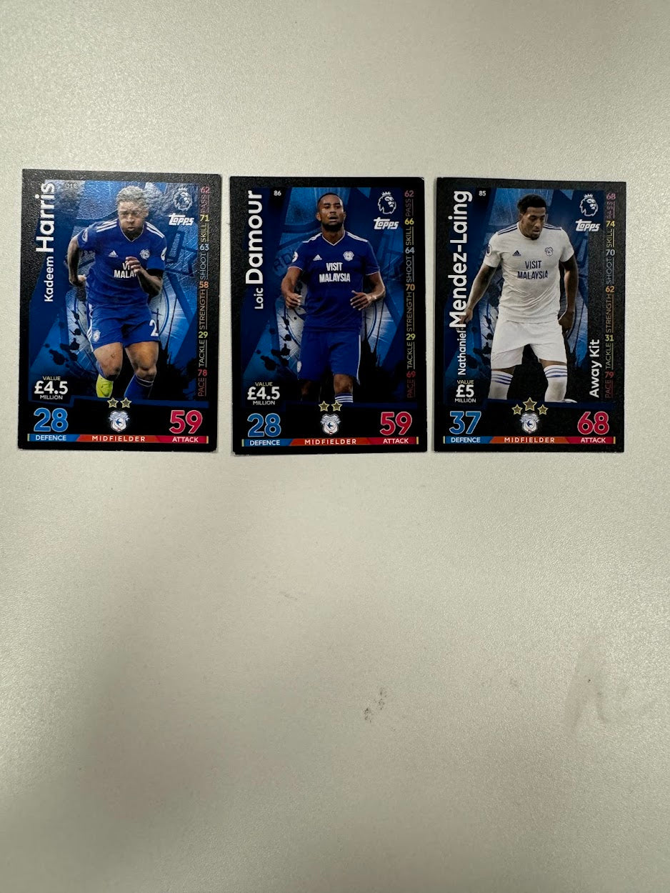 3x Cardiff City - Topps Match Attax Football Cards