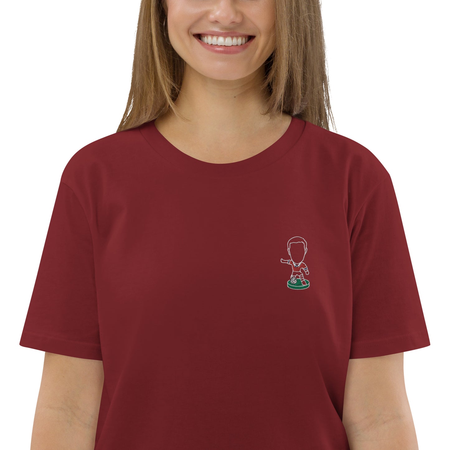 Teeside Red (White Outline) - Embroided - Unisex Organic Cotton T-Shirt