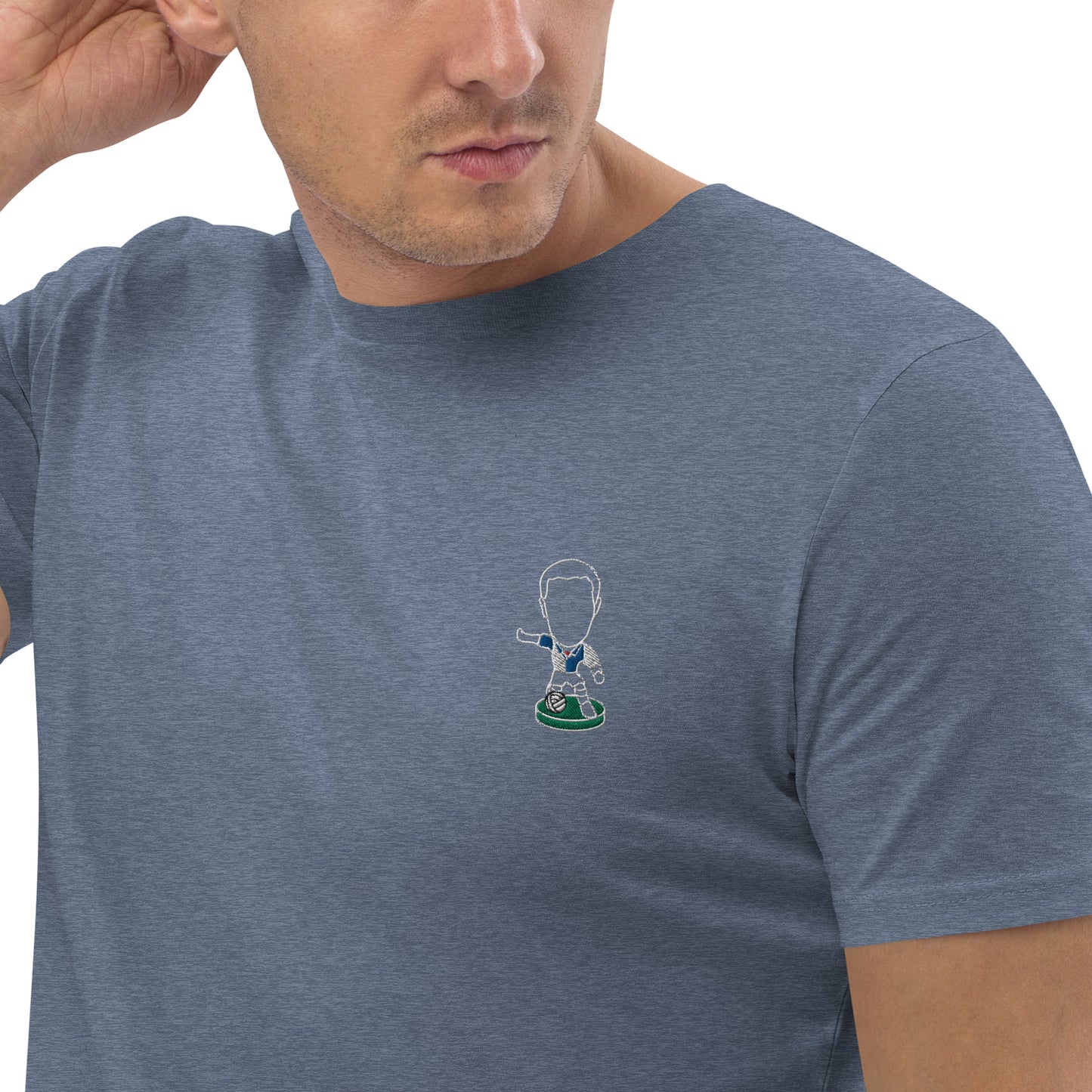 Lancashire Pride (White Outline) Blackburn Rovers Inspired Design - Embroidered - Unisex Football Organic Cotton T-Shirt