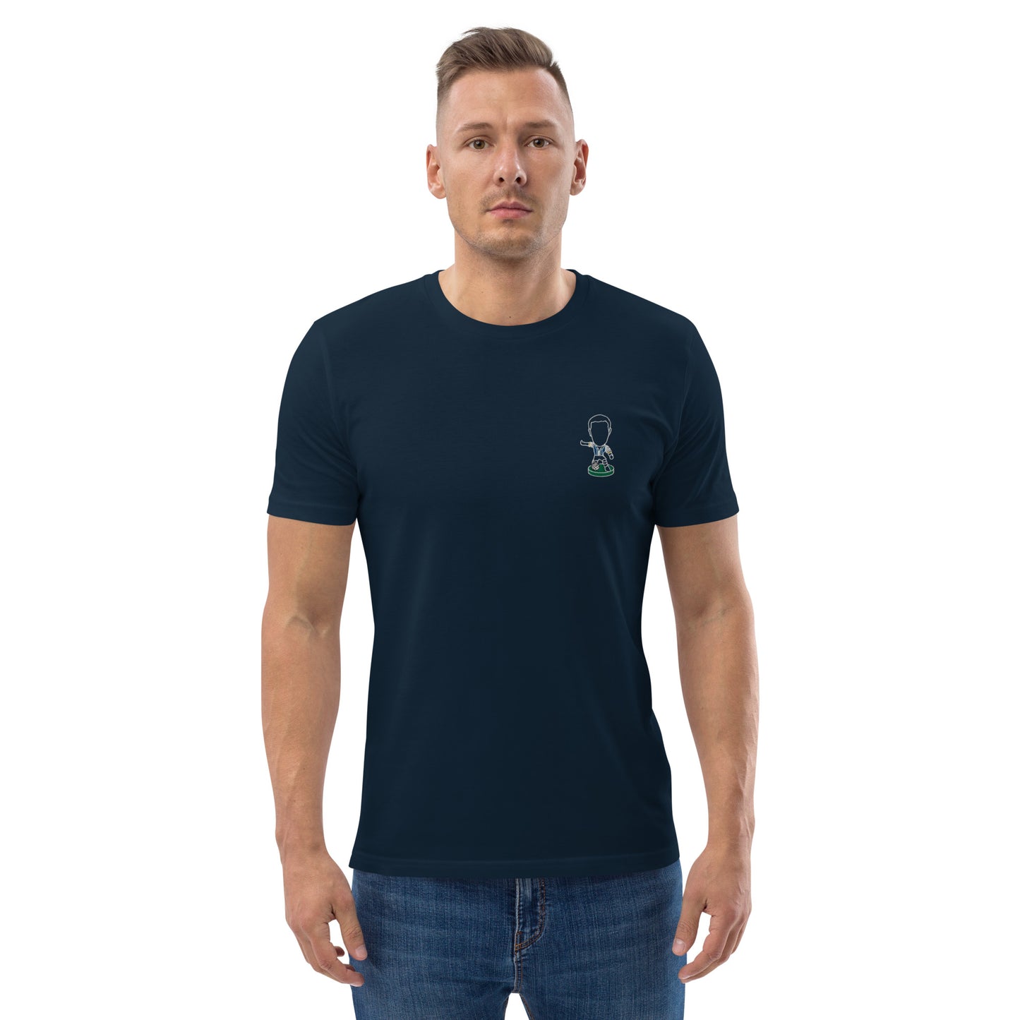 South Yorkshire Stripes - White Outline Embroidered Logo - Unisex organic cotton football t-shirt - Sheffield Wednesday Inspired Design