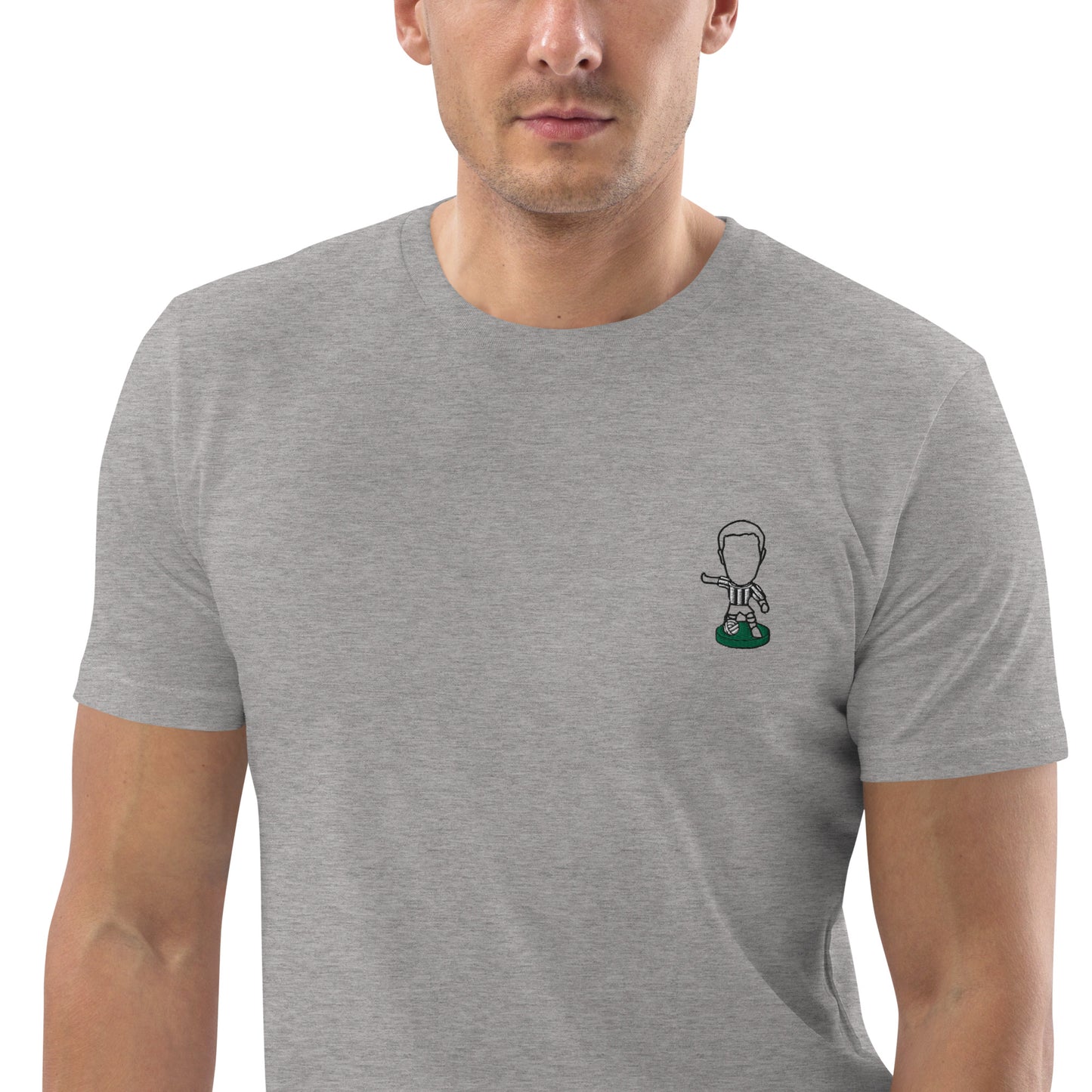 Tyneside Stripes (Black Outline) - Embroided - Unisex Organic Cotton Football T-Shirt - Newcastle United Inspired