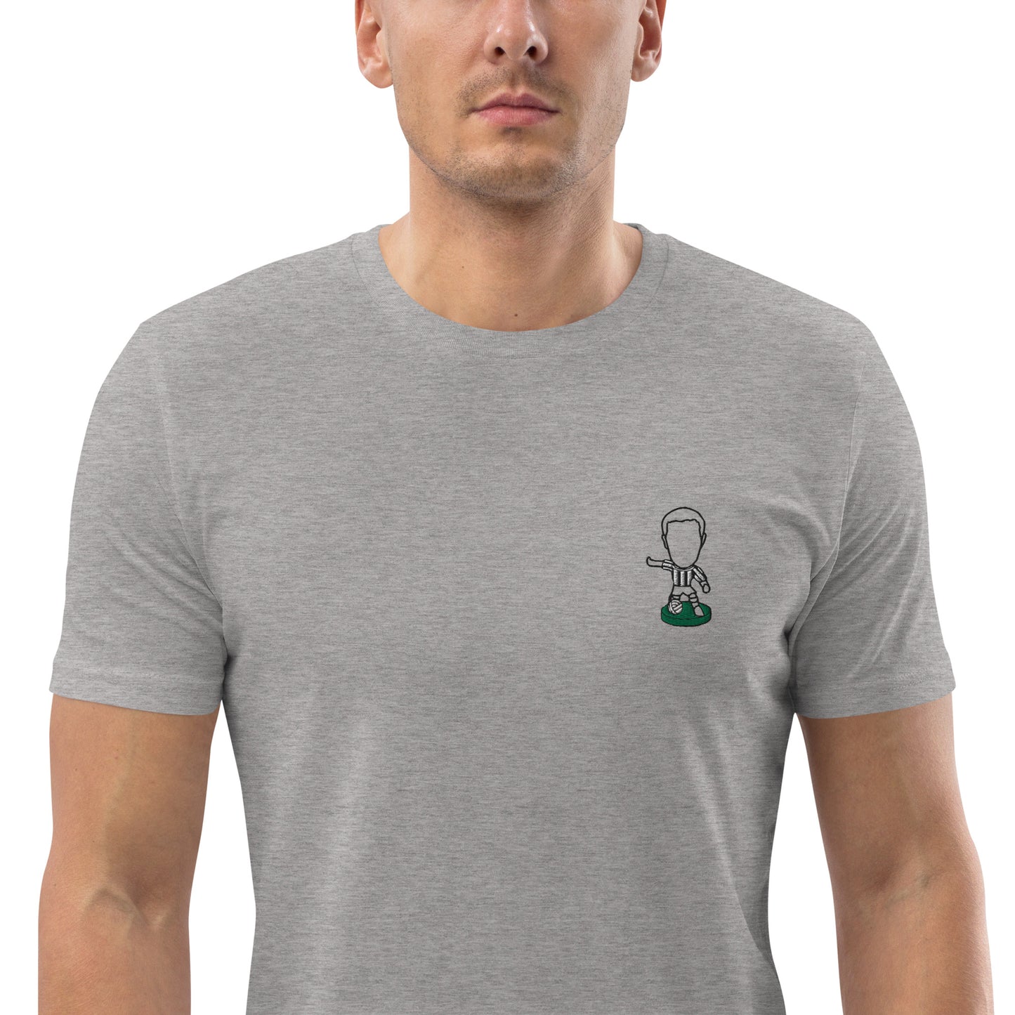 Tyneside Stripes (Black Outline) - Embroided - Unisex Organic Cotton Football T-Shirt - Newcastle United Inspired
